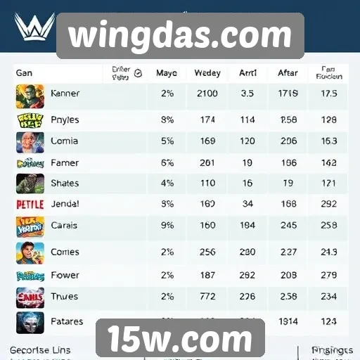Estatísticas de jogos mais populares em wingdas.com